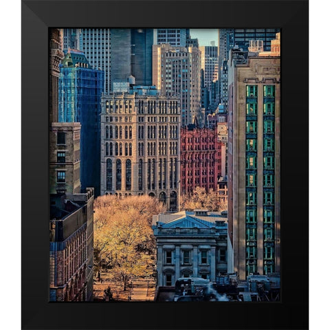 City Life Black Modern Wood Framed Art Print by Yu, Liyun