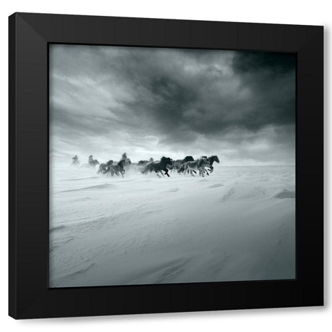 Snowy field Black Modern Wood Framed Art Print with Double Matting by Yang, Shu-Guang