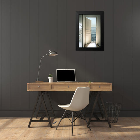 Behind the door Black Modern Wood Framed Art Print by Marcel, Christian