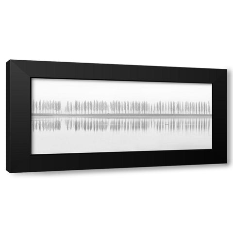 misty alley Black Modern Wood Framed Art Print with Double Matting by Fotoea