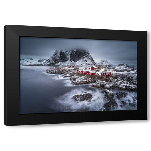winter Lofoten islands Black Modern Wood Framed Art Print by Chan, Andy