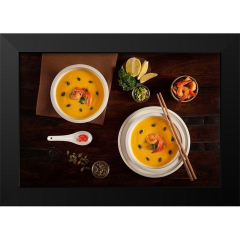 Dinner for two Black Modern Wood Framed Art Print by Popescu, Diana