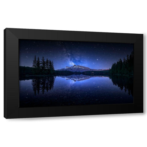 Perfect Two Jack Lake Reflection Black Modern Wood Framed Art Print by M. Garcia, Jesus