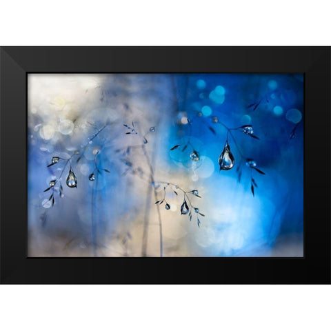 Blue rain Black Modern Wood Framed Art Print by Westum, Heidi