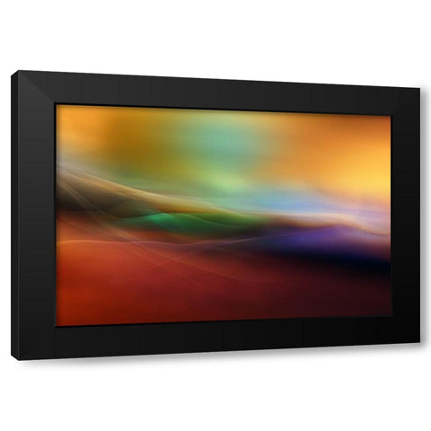 Watercolor lines Black Modern Wood Framed Art Print with Double Matting by Westum, Heidi