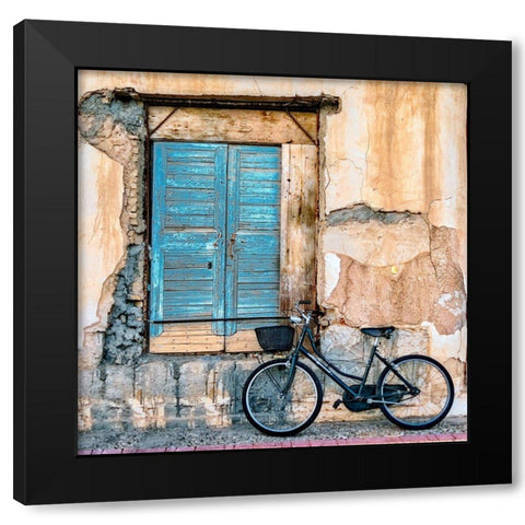 Old Window and Bicycle Black Modern Wood Framed Art Print with Double Matting by Digalakis, George