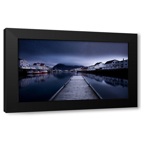 When the Night Comes Falling from the Sky Black Modern Wood Framed Art Print by Yaakobi, Lior