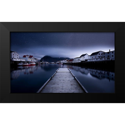 When the Night Comes Falling from the Sky Black Modern Wood Framed Art Print by Yaakobi, Lior