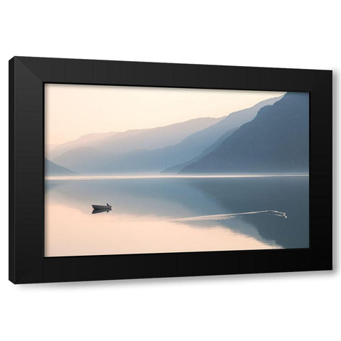 Still Evening Black Modern Wood Framed Art Print with Double Matting by Davidsson, Gustav