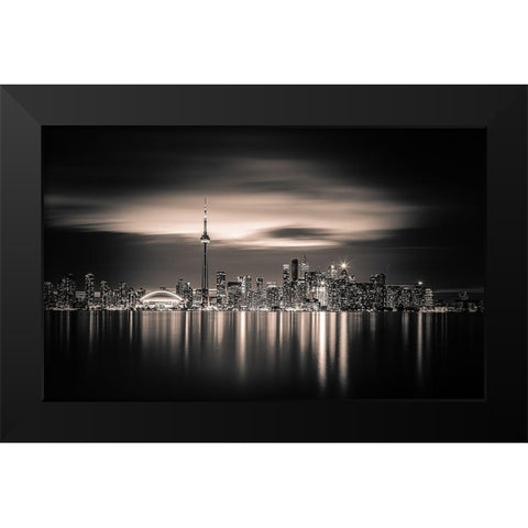 Toronto Black Modern Wood Framed Art Print by Yoann