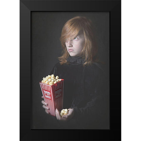 popcorn Black Modern Wood Framed Art Print by Kayen-Mouthaan, Carola