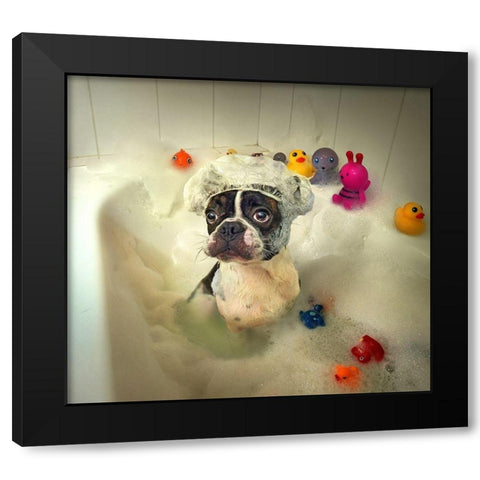 The Bath Black Modern Wood Framed Art Print by Ddiarte