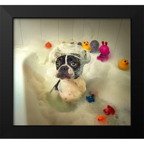 The Bath Black Modern Wood Framed Art Print by Ddiarte