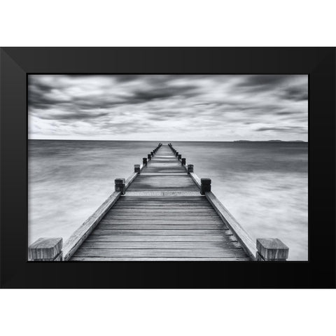 Embarquement Black Modern Wood Framed Art Print by Viretti, Jean-Louis