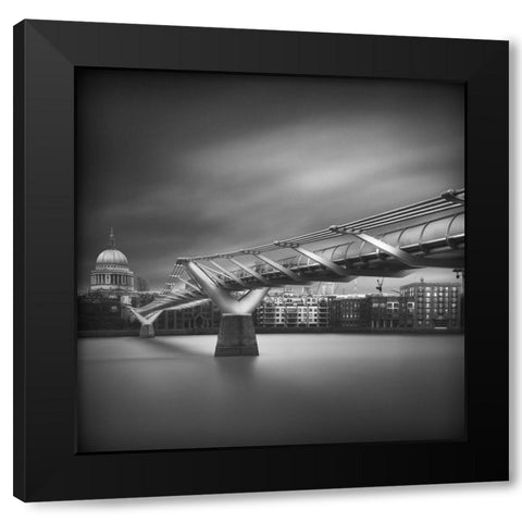 Millennium bridge Black Modern Wood Framed Art Print by Thabet, Ahmed