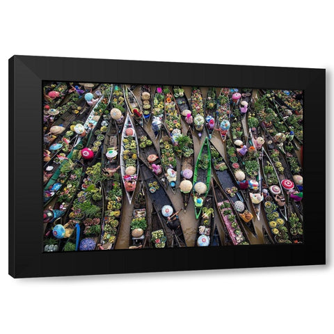 Pasar Terapung Black Modern Wood Framed Art Print with Double Matting by Kamil, Insan