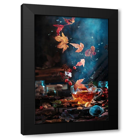 Briar tea with autumn swirl Black Modern Wood Framed Art Print by Belenko, Dina
