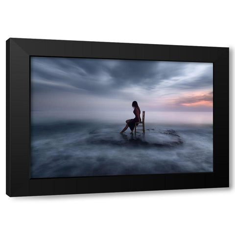 Of Tide and NightFall Black Modern Wood Framed Art Print with Double Matting by Kaimaki, Maria