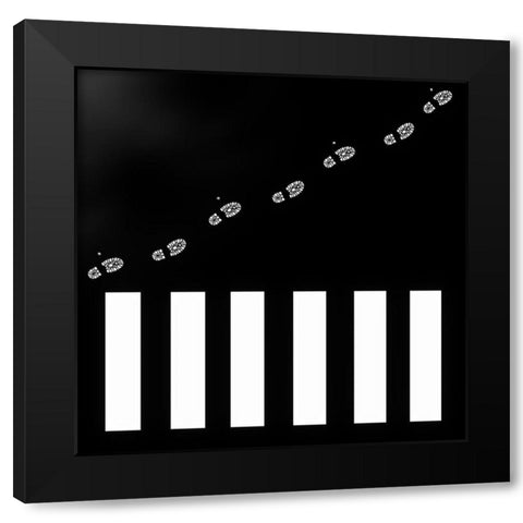 the man with the wooden walking stick Black Modern Wood Framed Art Print by Flour, Piet