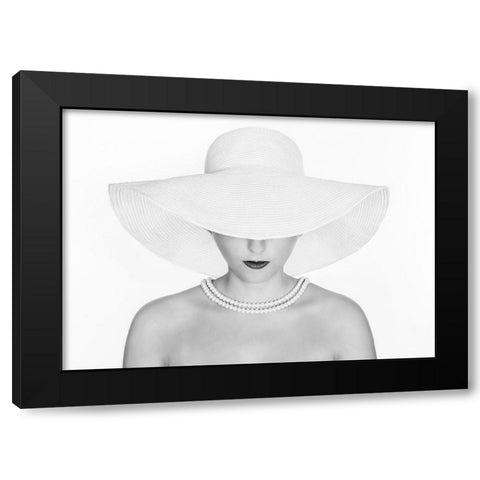 Pure White Black Modern Wood Framed Art Print with Double Matting by Pentony Ma, Pauline