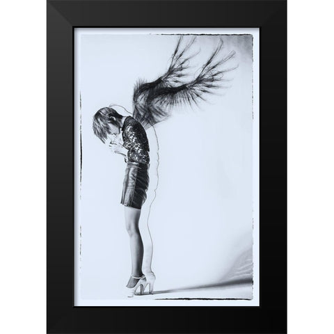 Fallen Angel Black Modern Wood Framed Art Print by Kiyota, Daisuke