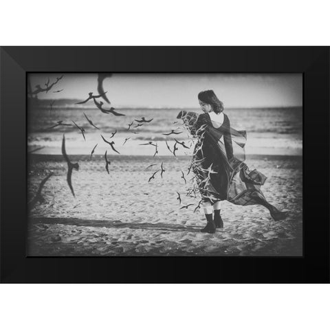 Ominous call death Black Modern Wood Framed Art Print by Kiyota, Daisuke