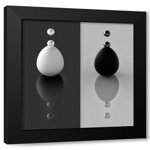 Yin Yang Eggs Black Modern Wood Framed Art Print by Bunjamin (Abe), Antonyus