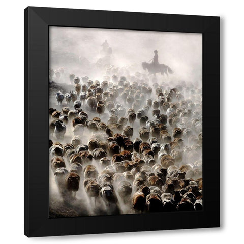 The Great Migration of China Black Modern Wood Framed Art Print by Wong, Adam