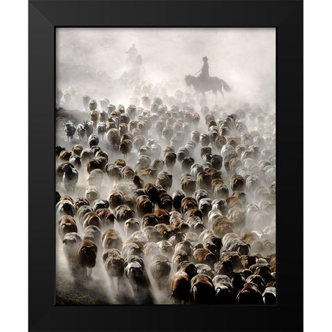 The Great Migration of China Black Modern Wood Framed Art Print by Wong, Adam
