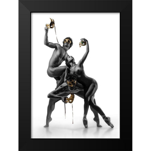 Masks IV Black Modern Wood Framed Art Print by Ddiarte