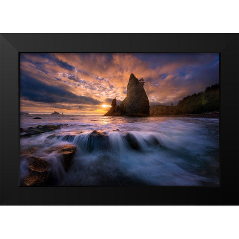 Fractured Black Modern Wood Framed Art Print by Moore, Chris