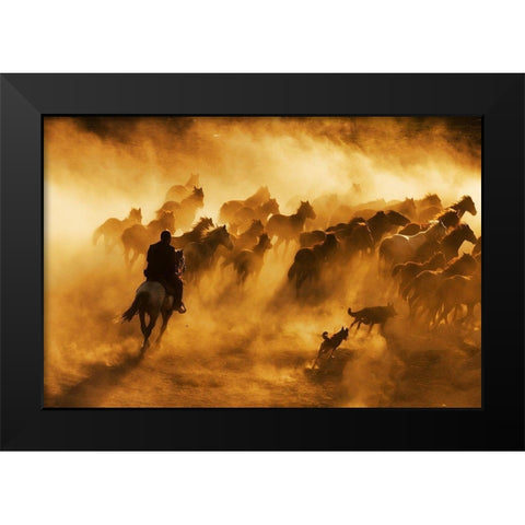cowboy Black Modern Wood Framed Art Print by Tunc, Feyzullah