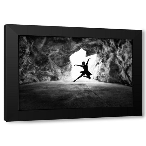 classic jump Black Modern Wood Framed Art Print with Double Matting by Partovi, Osher