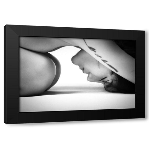 No Stress Black Modern Wood Framed Art Print by Chai Telan, Thanakorn