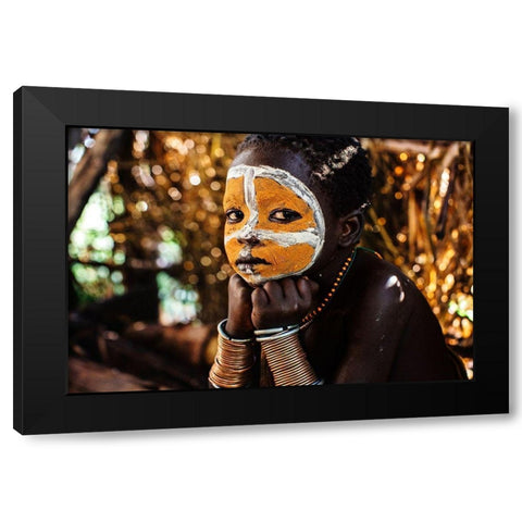 Suri boy Black Modern Wood Framed Art Print with Double Matting by Vidak, Vedran