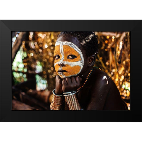 Suri boy Black Modern Wood Framed Art Print by Vidak, Vedran