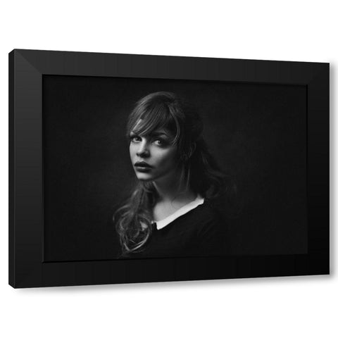 Topaz Black Modern Wood Framed Art Print with Double Matting by Rise, Zachar