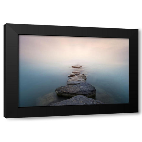 Stones Black Modern Wood Framed Art Print with Double Matting by Guerola, Joaquin