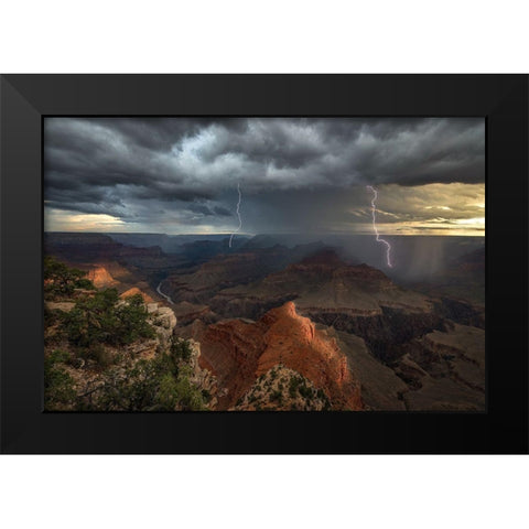 Mohave Point Thunderstorm Black Modern Wood Framed Art Print by W Dodson, John