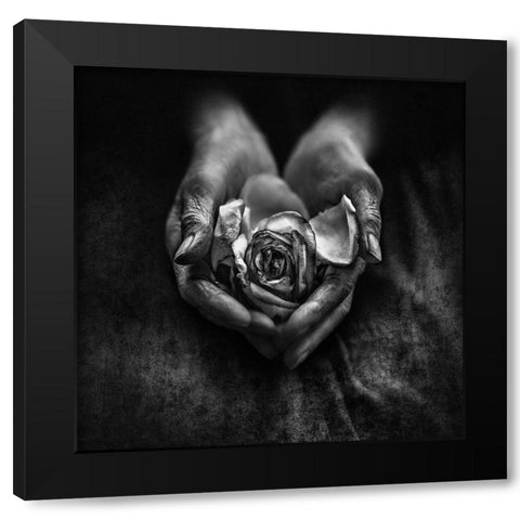 Caring hands Black Modern Wood Framed Art Print with Double Matting by Nima.Zadshir