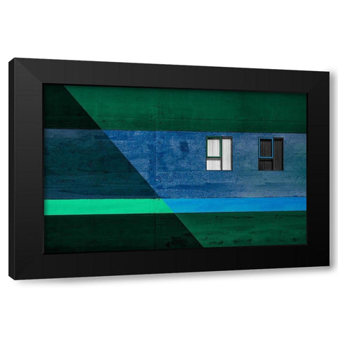 Blinds in black and white Black Modern Wood Framed Art Print by Schuster, Inge