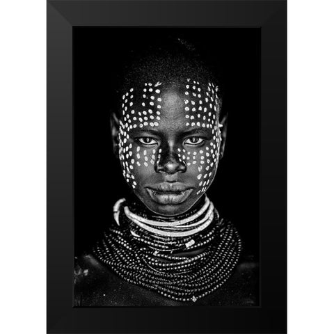 Karo woman Black Modern Wood Framed Art Print by Vidak, Vedran