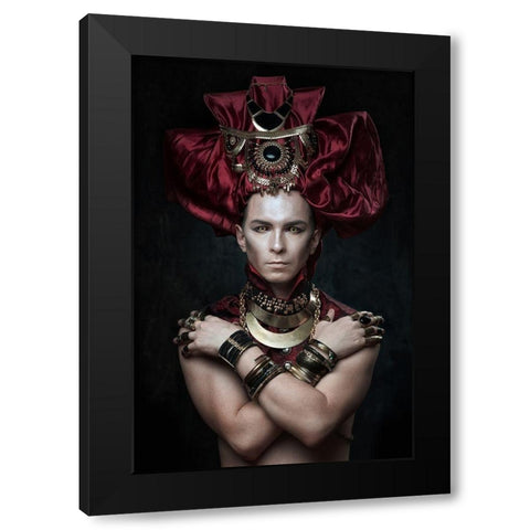 Red Pharaon Black Modern Wood Framed Art Print by Shestopalov, Constantin