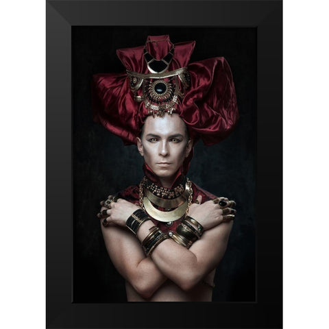 Red Pharaon Black Modern Wood Framed Art Print by Shestopalov, Constantin