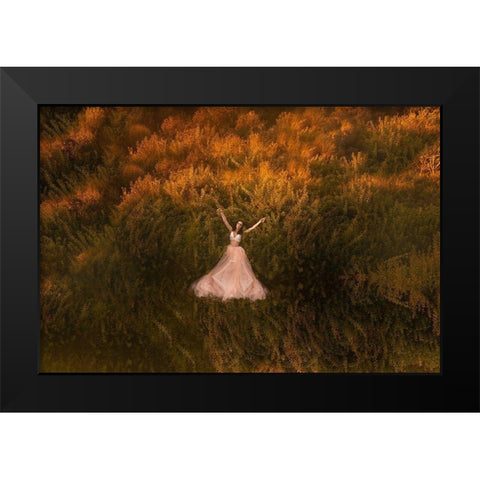 Natalia in the field Black Modern Wood Framed Art Print by Darzi, Mike