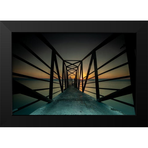 NewHorizon Black Modern Wood Framed Art Print by Hassan, Wisam