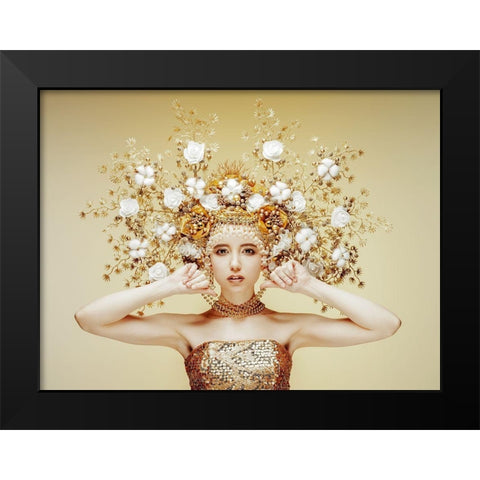 Golden fairy Black Modern Wood Framed Art Print by Smirnov, Sergei