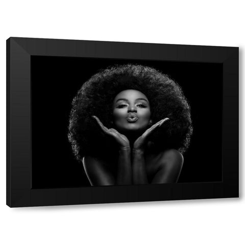 Kiss me Black Modern Wood Framed Art Print with Double Matting by Sabat, Marc
