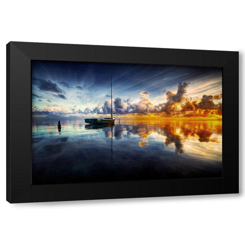 A Time For Reflection Black Modern Wood Framed Art Print with Double Matting by Yugawa, Mark