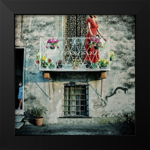 chains of gold Black Modern Wood Framed Art Print by Ambra